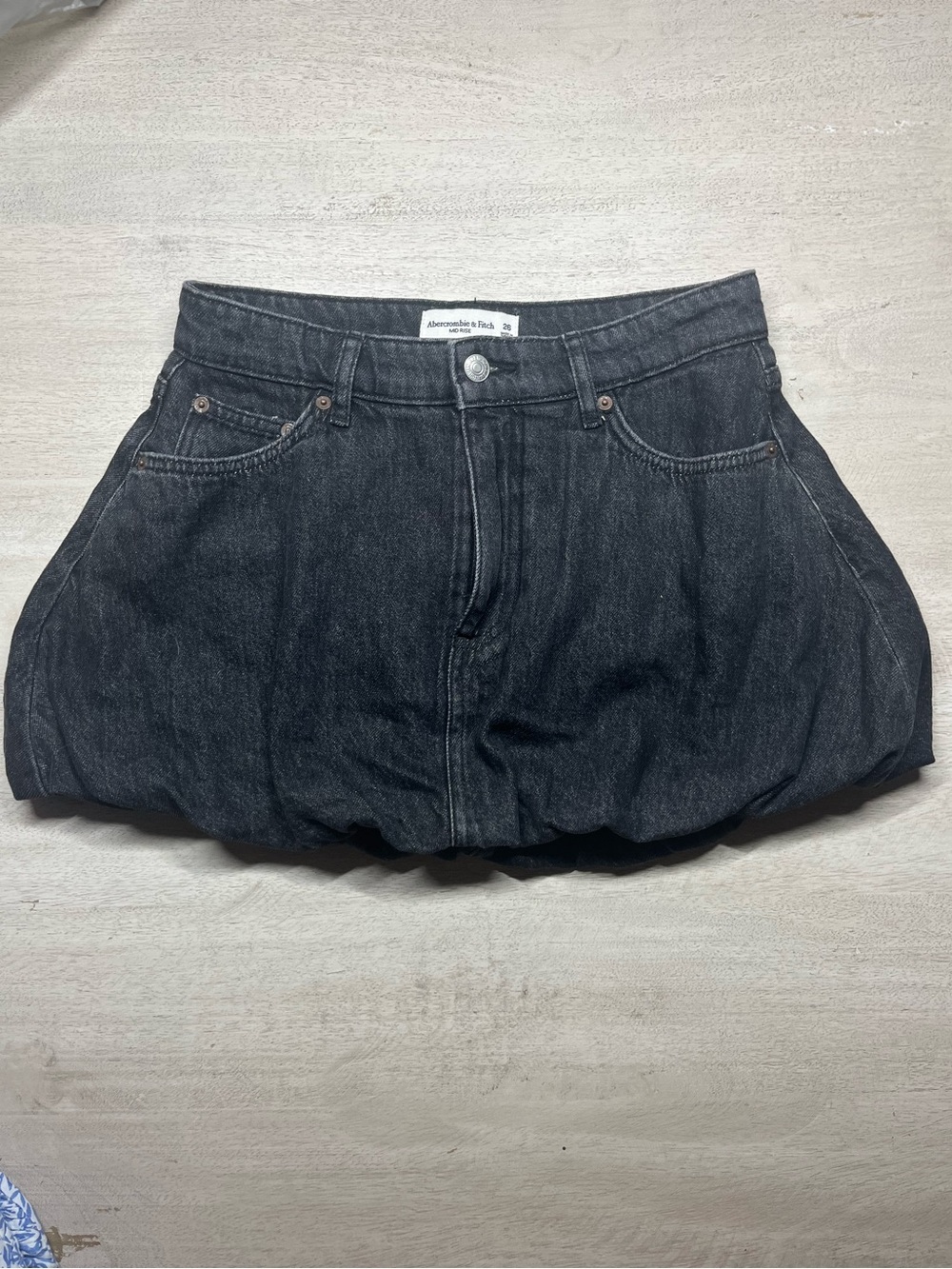 Abercrombie & Fitch Black Denim Bubble Mini Skirt
